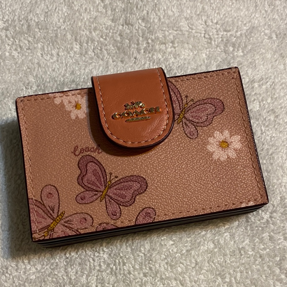 Coach Tan and Pink Butterfly Wallet